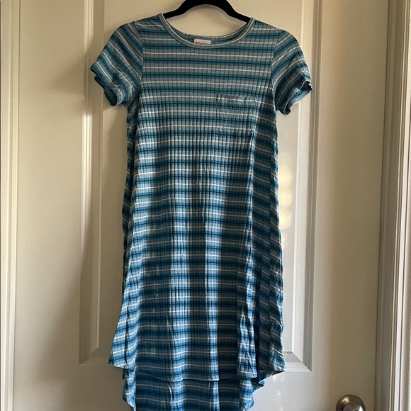 LuLaRoe Light Blue white striped Carly dress - Picture 1 of 7